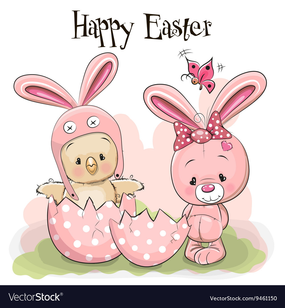 Chick and rabbit Royalty Free Vector Image - VectorStock