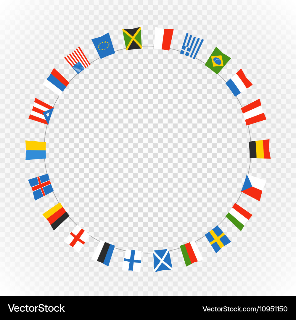 Color flags different countries on transparent Vector Image