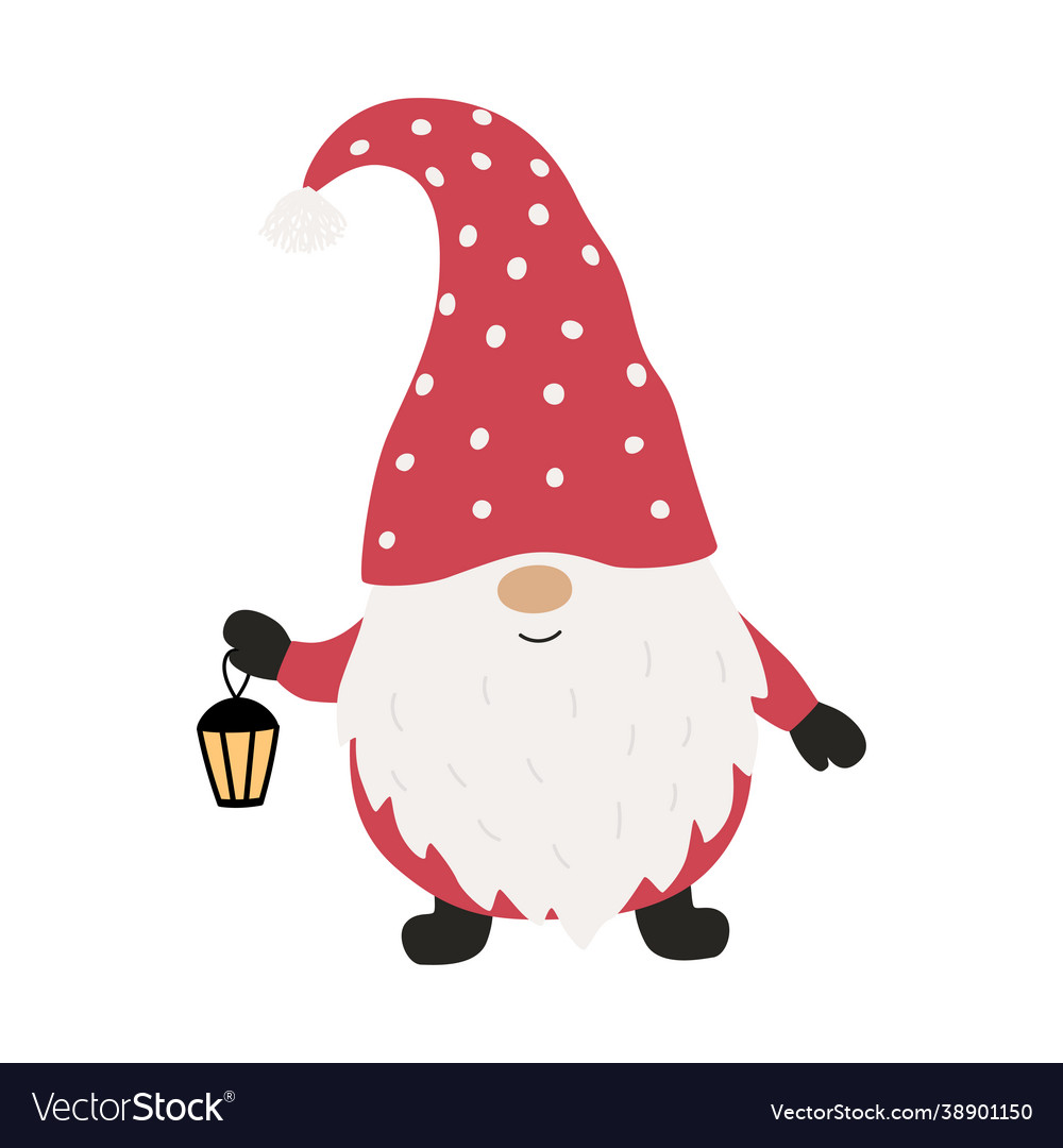 Cute Christmas Gnome With Lantern Royalty Free Vector Image