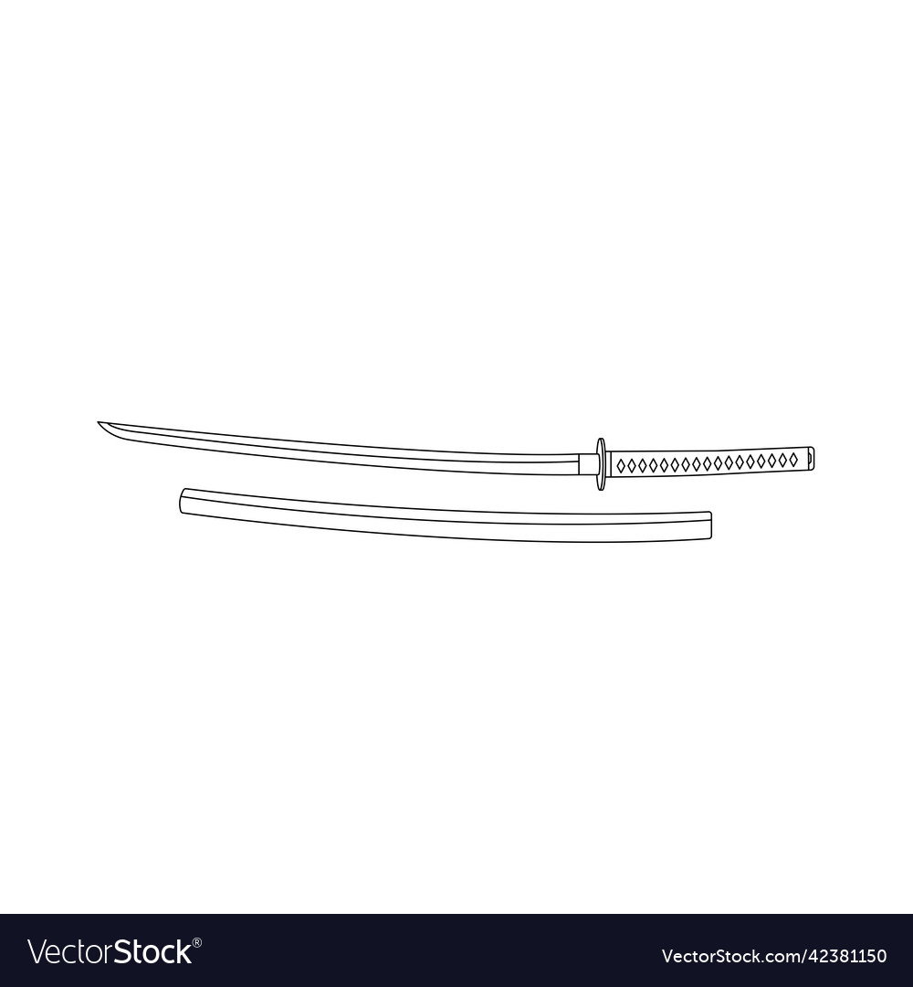 Katana sword with scabbard outline icon Royalty Free Vector