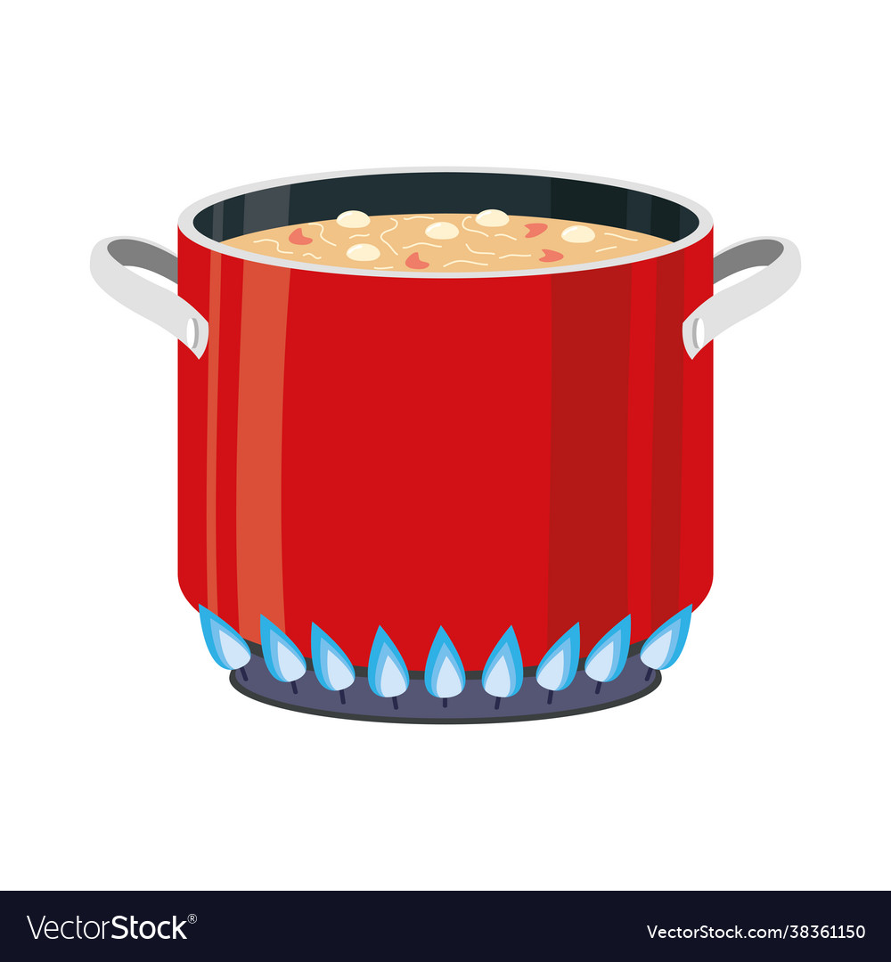 Kitchen pot cooking soup Royalty Free Vector Image