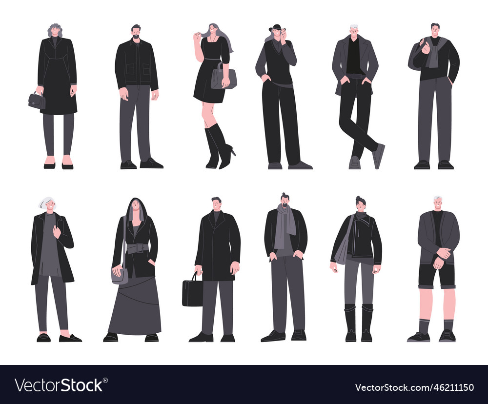 Modern fashion person wear black clothes stylish Vector Image