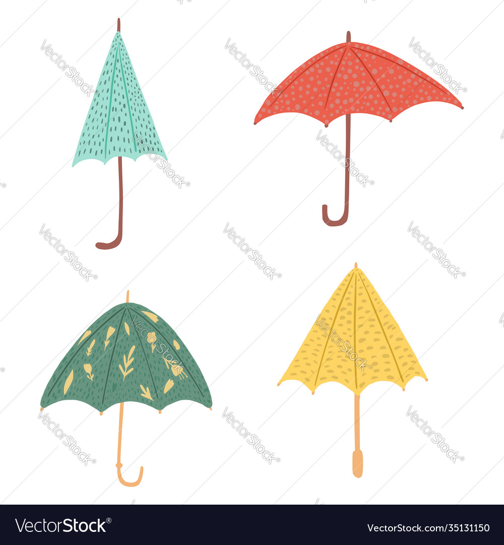 Set umbrellas different forms on white background Vector Image