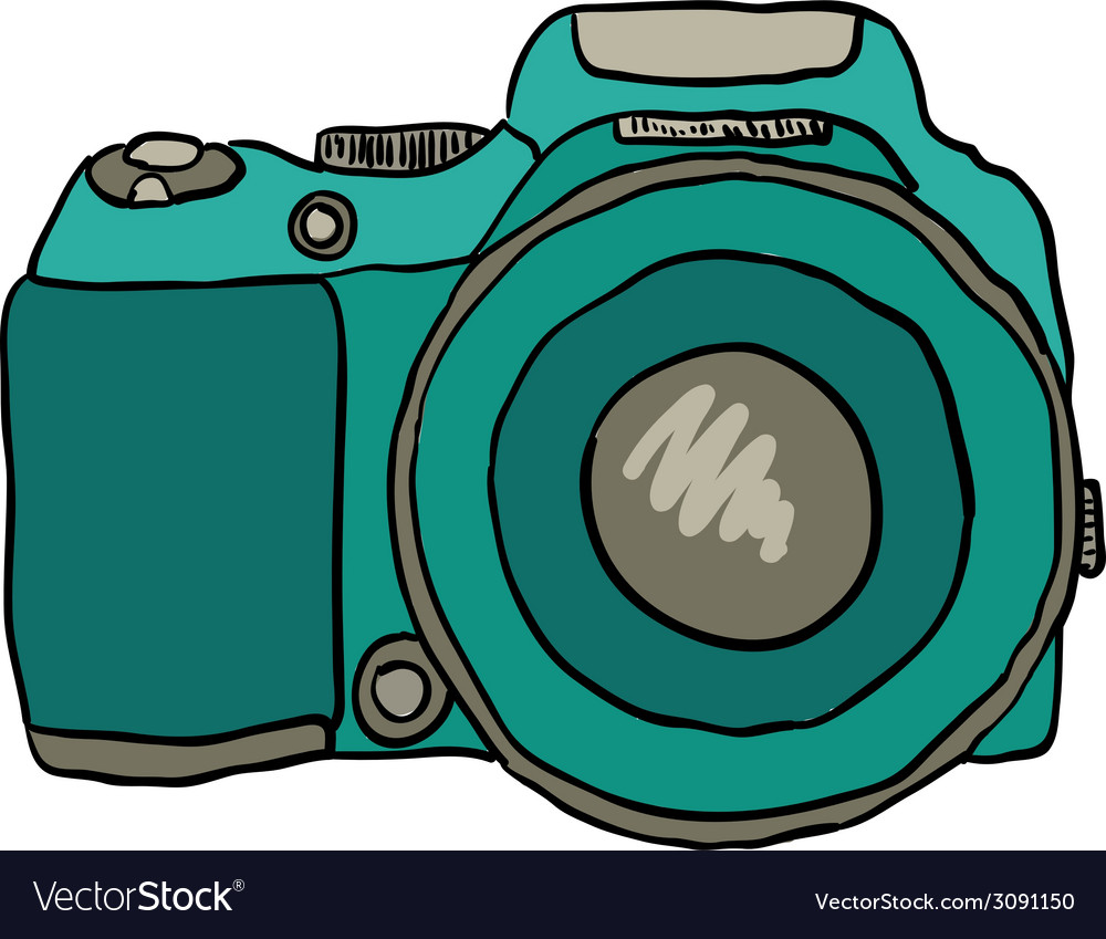 Sketch a photo camera drawn hand Royalty Free Vector Image