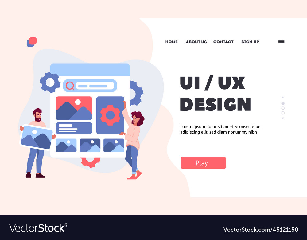 Ui ux design landing page template designers team Vector Image
