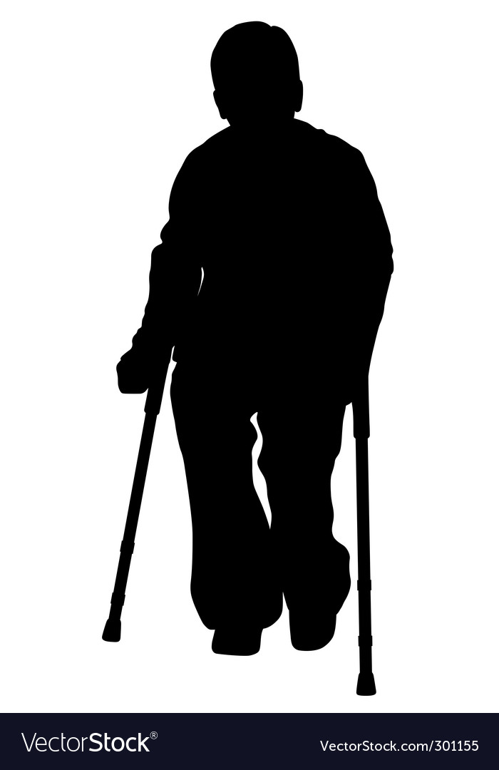 Disabled person with crutches Royalty Free Vector Image