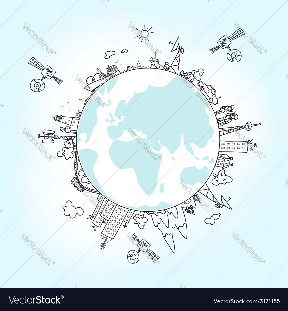 Global information network on globe Royalty Free Vector