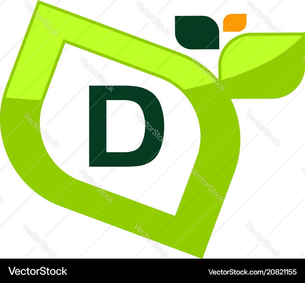 Leaf initial d logo design template Royalty Free Vector