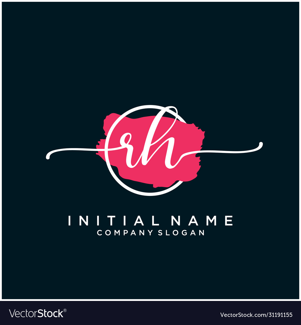 Rh initial handwriting logo design with brush Vector Image