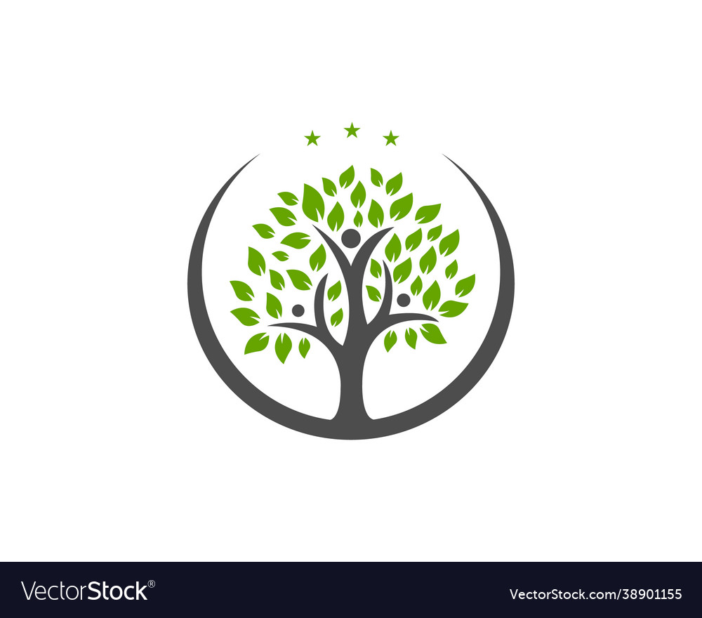 Wellness and health tree logo Royalty Free Vector Image