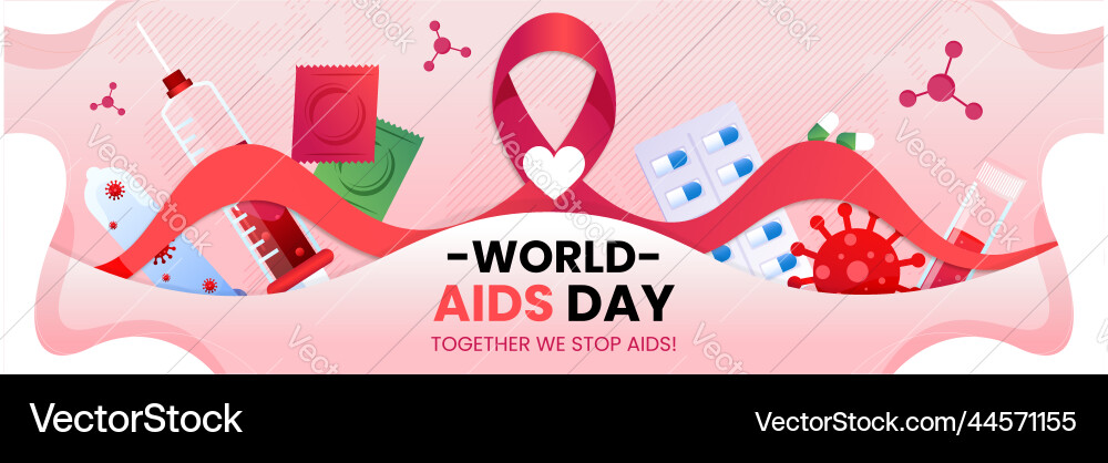 World aids day template banner realistic design Vector Image