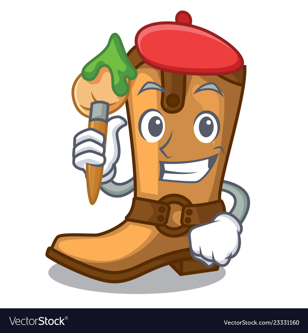 Artist cowboy boots in the shape cartoon Vector Image