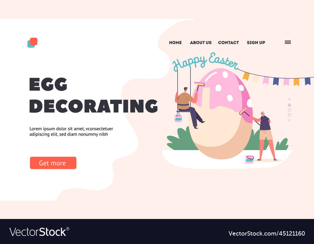 Egg decorating landing page template man Vector Image