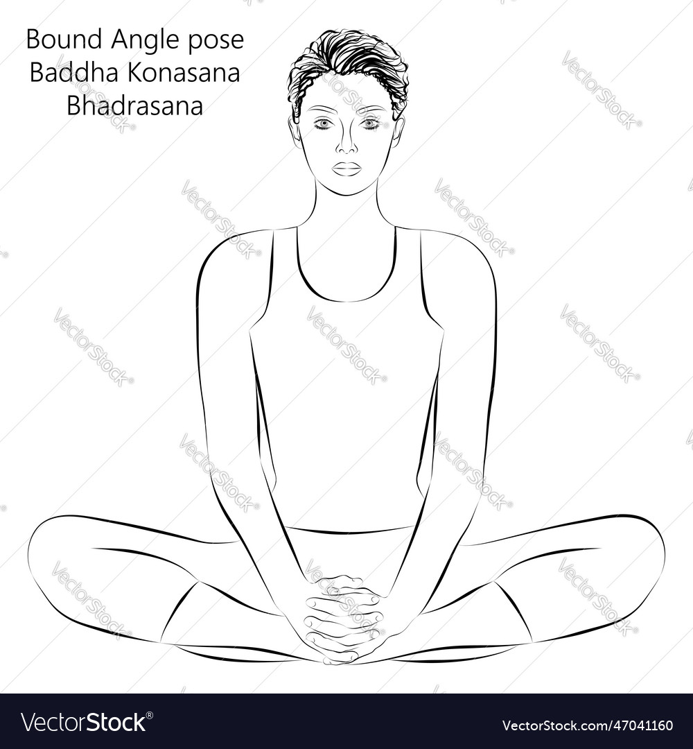 Sketch buddha konasana or bhadrasana Royalty Free Vector