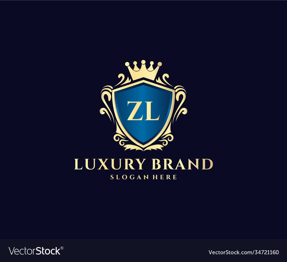 Zl initial letter gold calligraphic feminine Vector Image