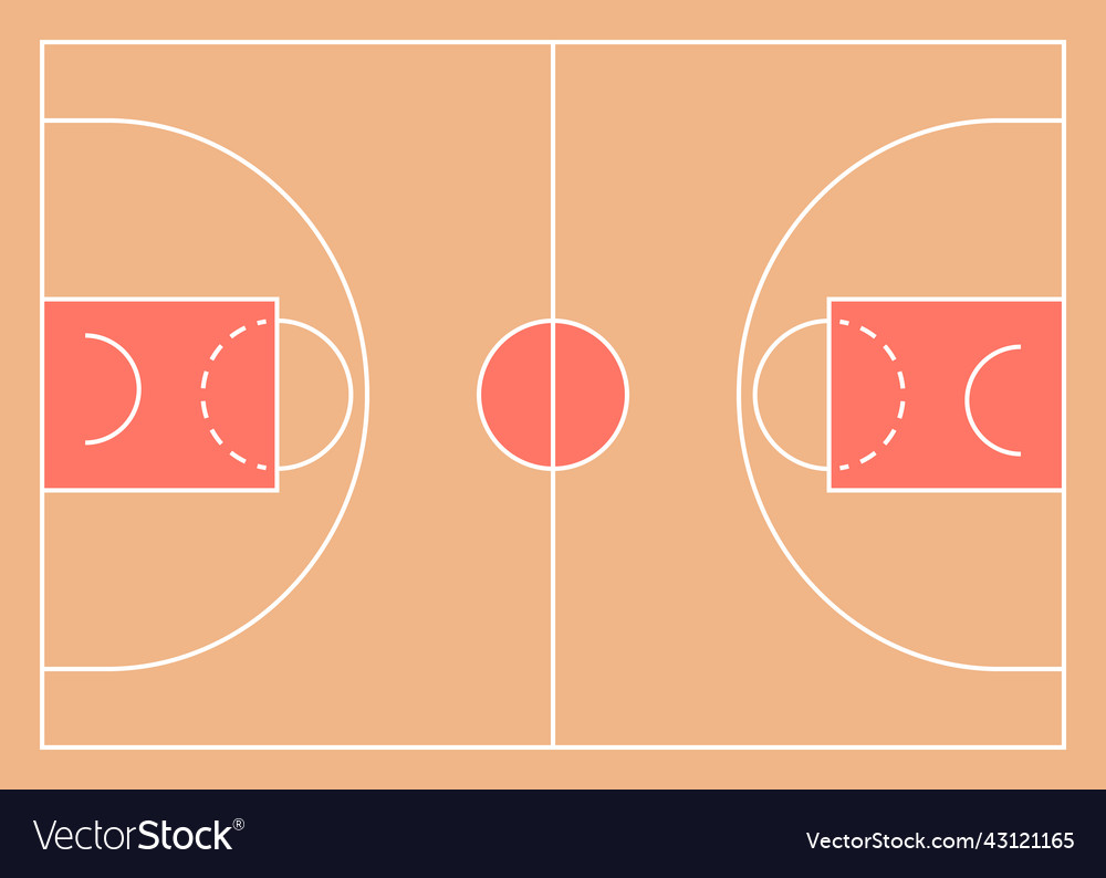 Basketball court top view template sports ground Vector Image