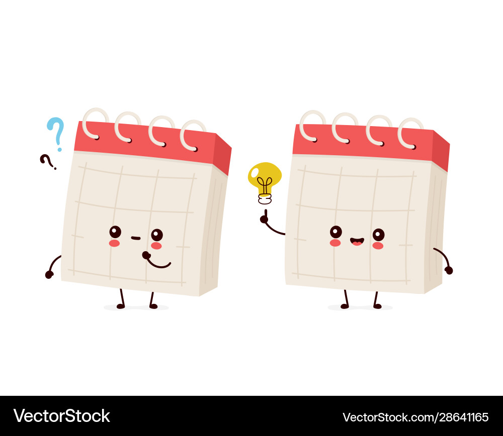 Cute smiling happy desk calendar Royalty Free Vector Image