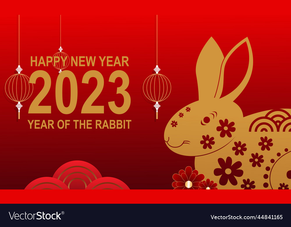 Happy chinese new year 2023 year of the rabbit Vector Image