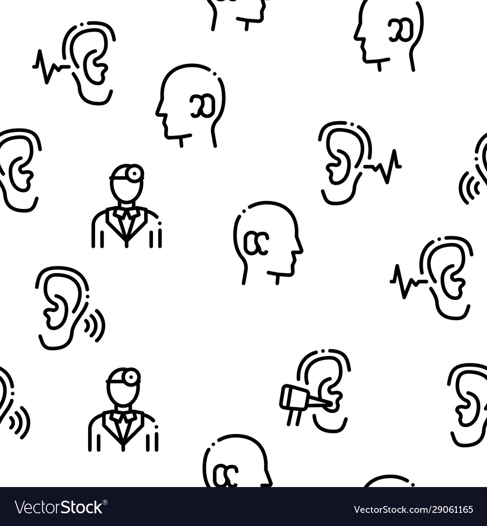 Hearing human sense seamless pattern Royalty Free Vector