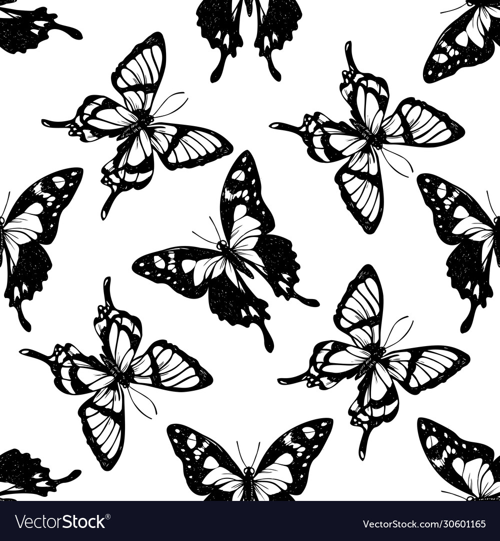 Seamless pattern with black and white purple Vector Image