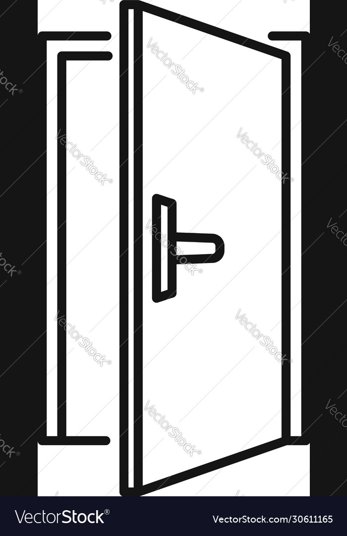 Steel Open Door Icon Outline Style Royalty Free Vector Image