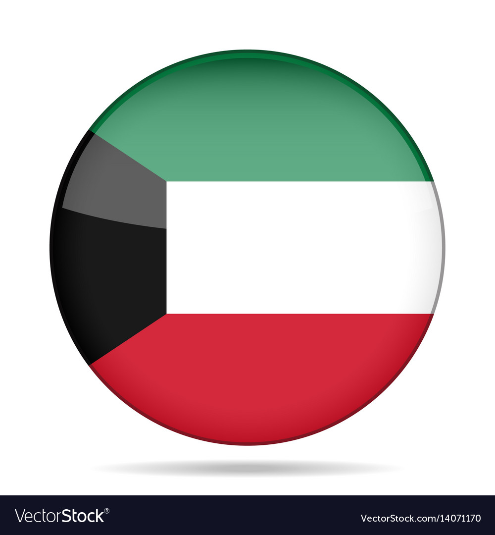 Flag of kuwait shiny round button