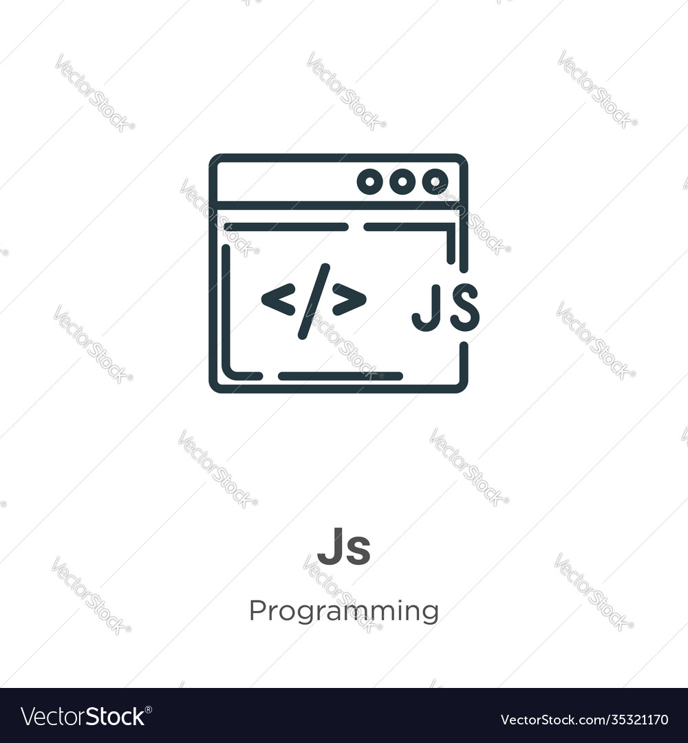Js outline icon thin line black flat Royalty Free Vector