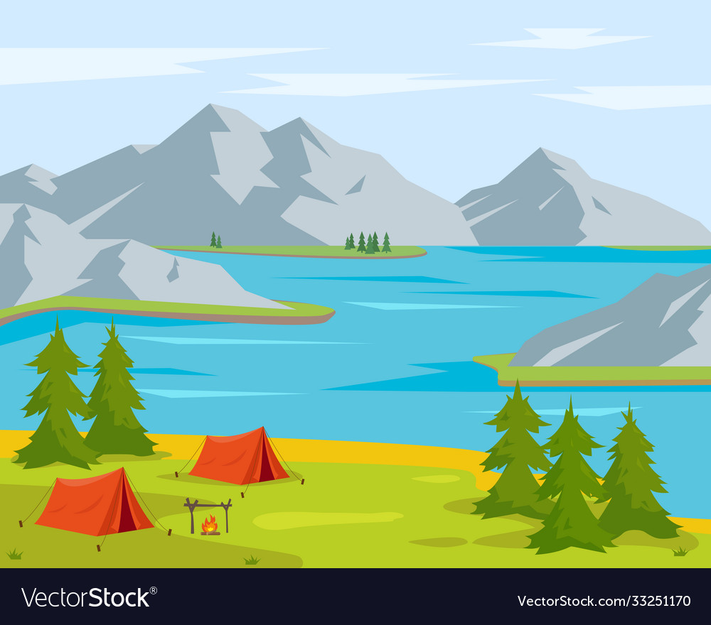 Summer camping landscape time to travel concept Vector Image