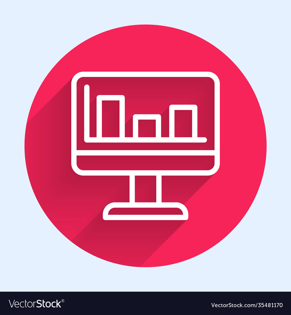 White line computer monitor with graph chart icon Vector Image