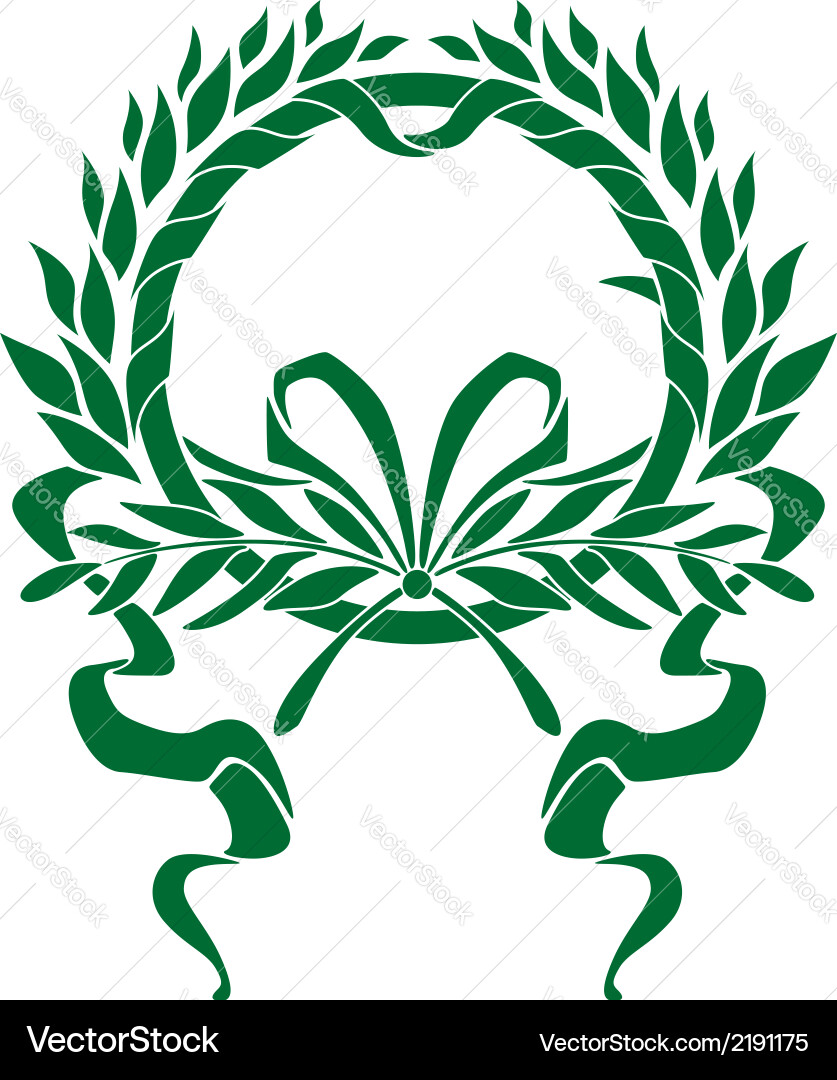 Circular foliate wreath with a winding ribbon Vector Image