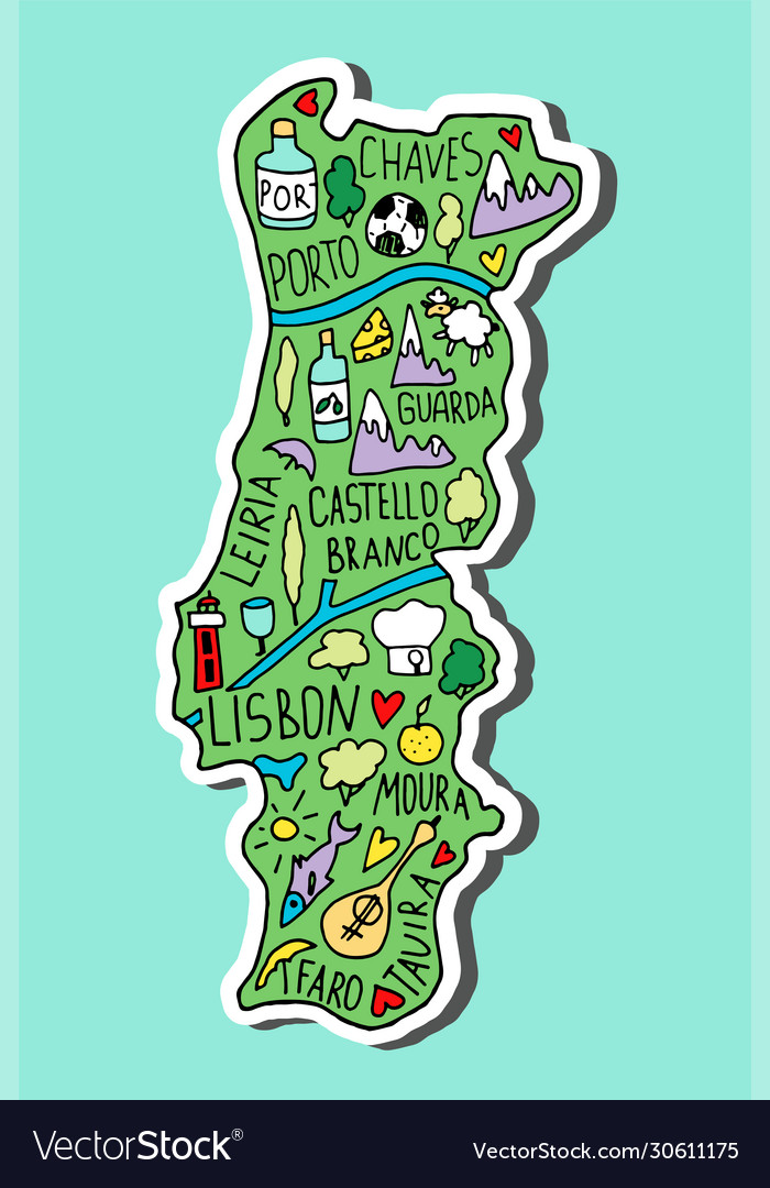 doodle freehand drawing of portugal map. 4686771 Vector Art at Vecteezy