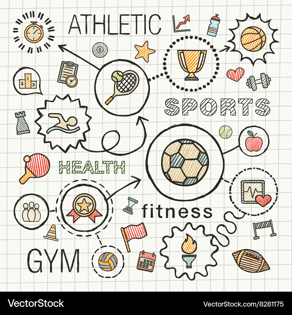 Sport hand draw integrated icons set Royalty Free Vector