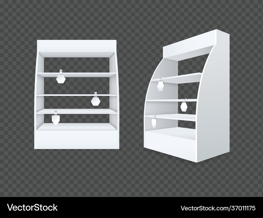 Store shelves with wobbler templates set Vector Image