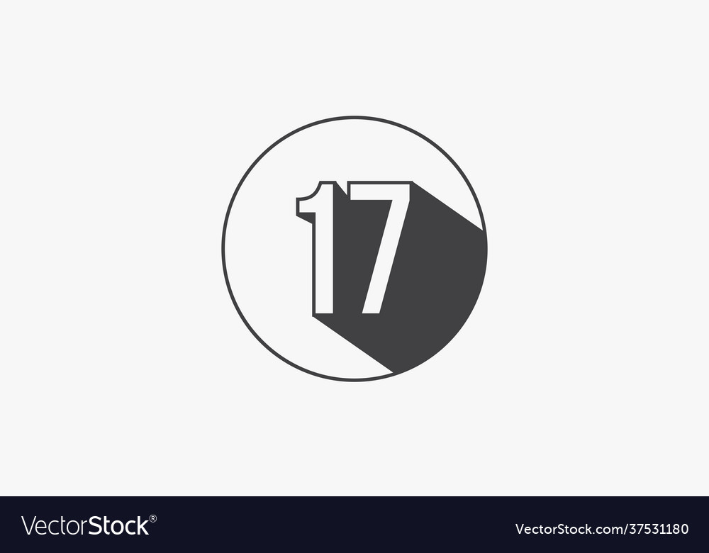 17 number circle line design flat Royalty Free Vector Image