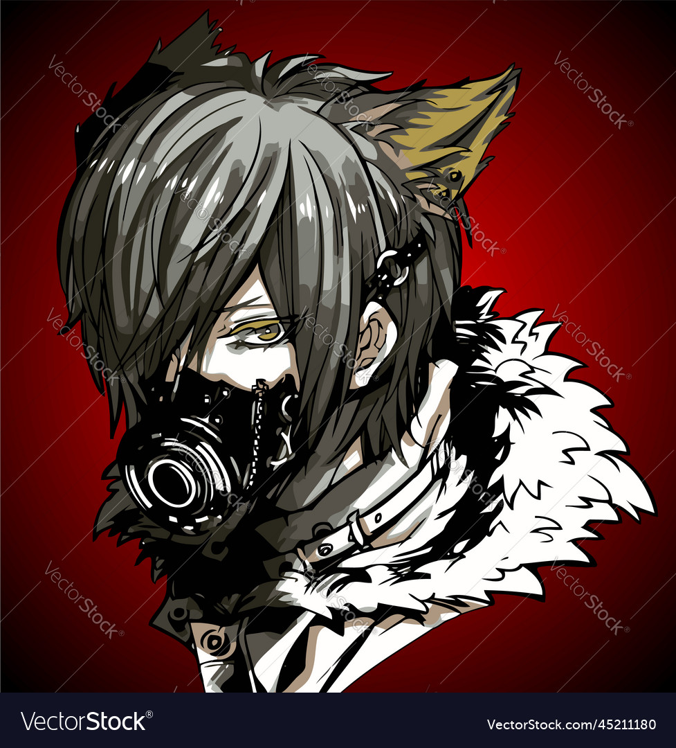 Anime Boy Wearing A Mask Template Royalty Free Vector Image