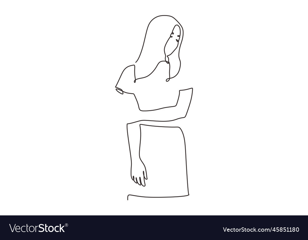 Continuous one line drawing of young cute girl Vector Image