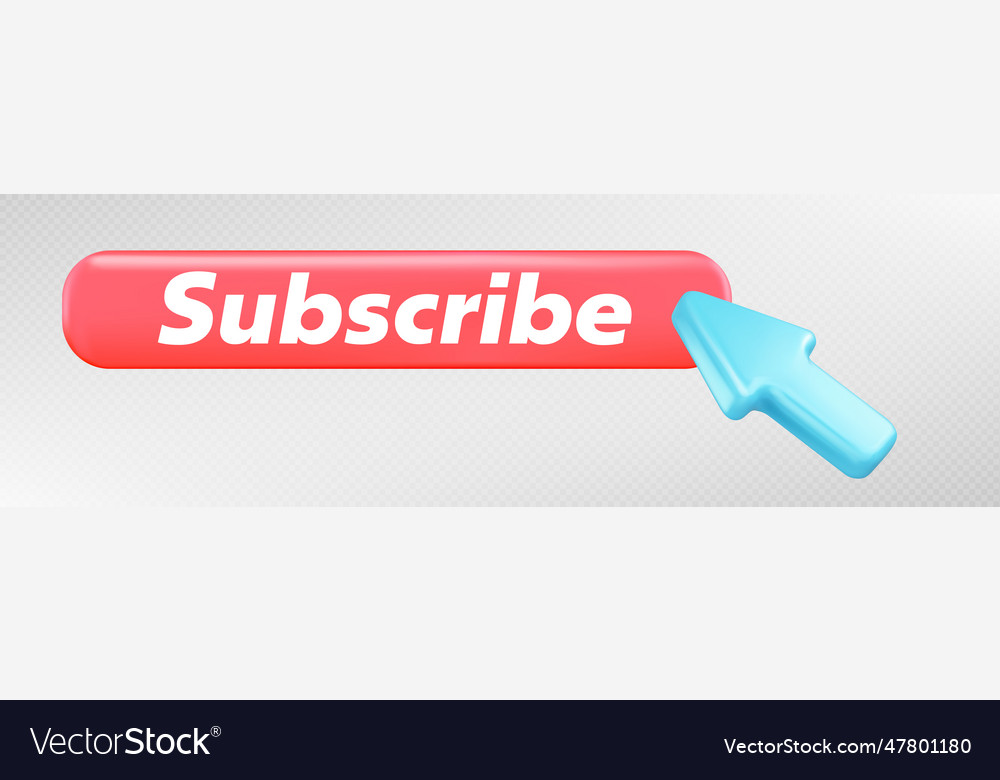 Red Subscribe Button Icon With Arrow Click Vector Image Red Subscribe Button Icon With Arrow Click Vector Image