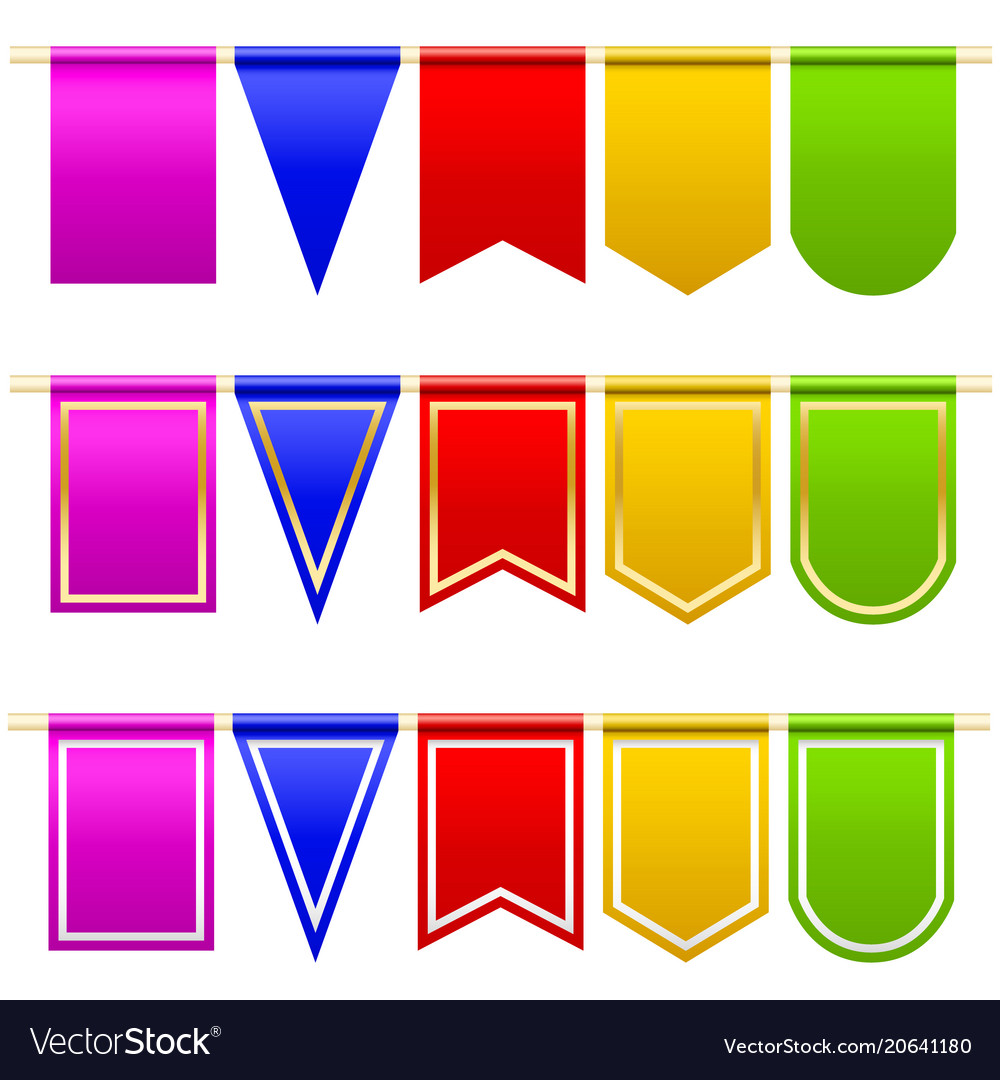 Set festival flags of different colors and shapes Vector Image