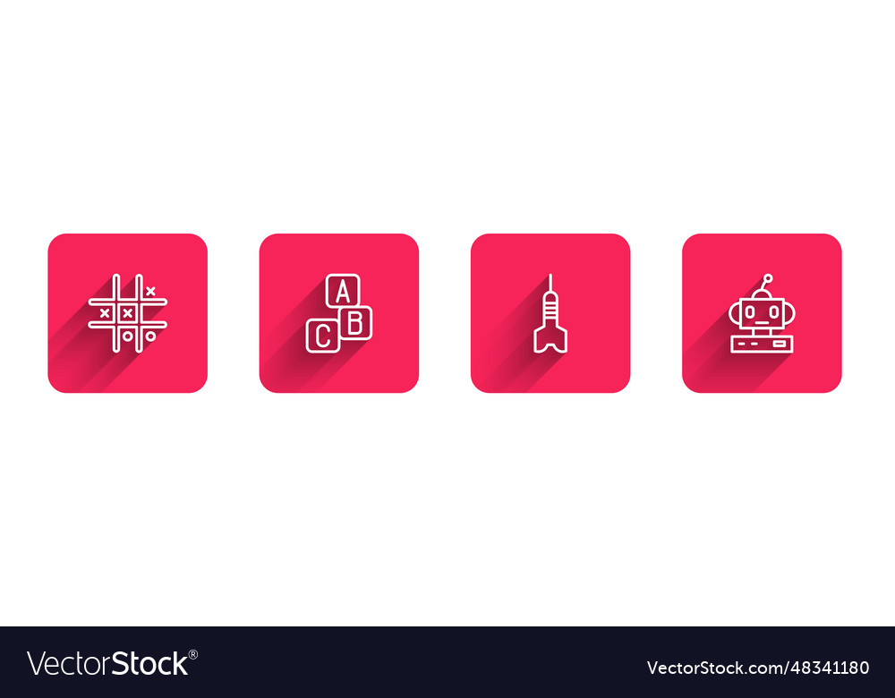 Set line tic tac toe game abc blocks dart arrow Vector Image