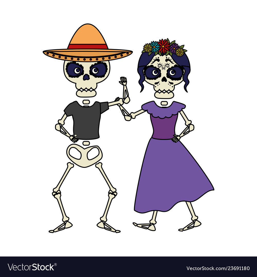 Skeleton of katrina and mariachi characters Vector Image Skeleton of katrina and mariachi characters Vector Image