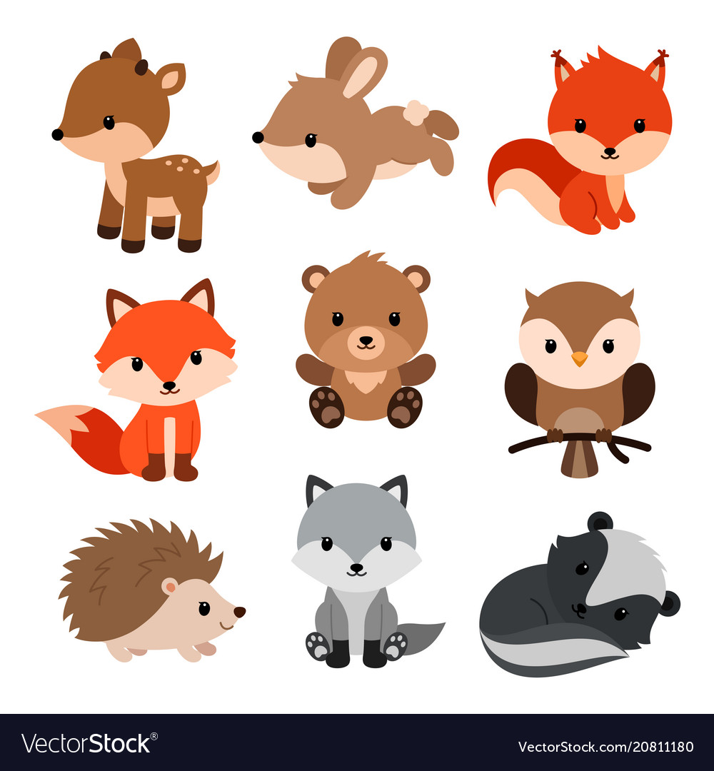 Download Woodland animals set Royalty Free Vector Image