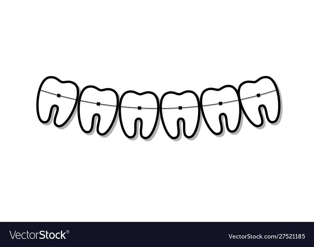 Black and white teeth symbols in smile shape with Vector Image