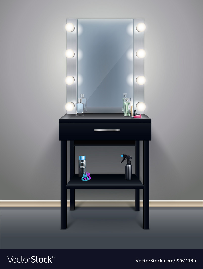 Makeup mirror realistic composition Royalty Free Vector