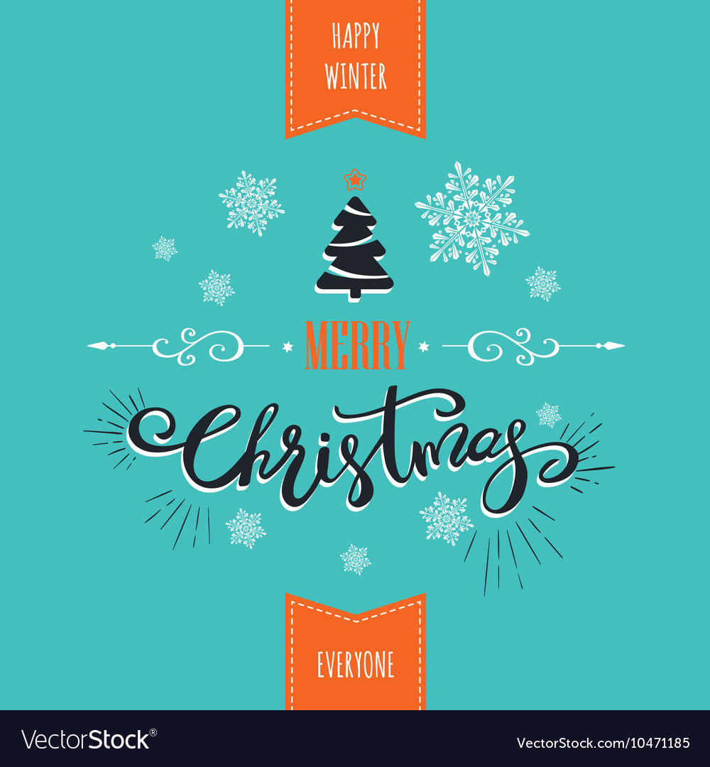 Merry christmas card holiday lettering design Vector Image