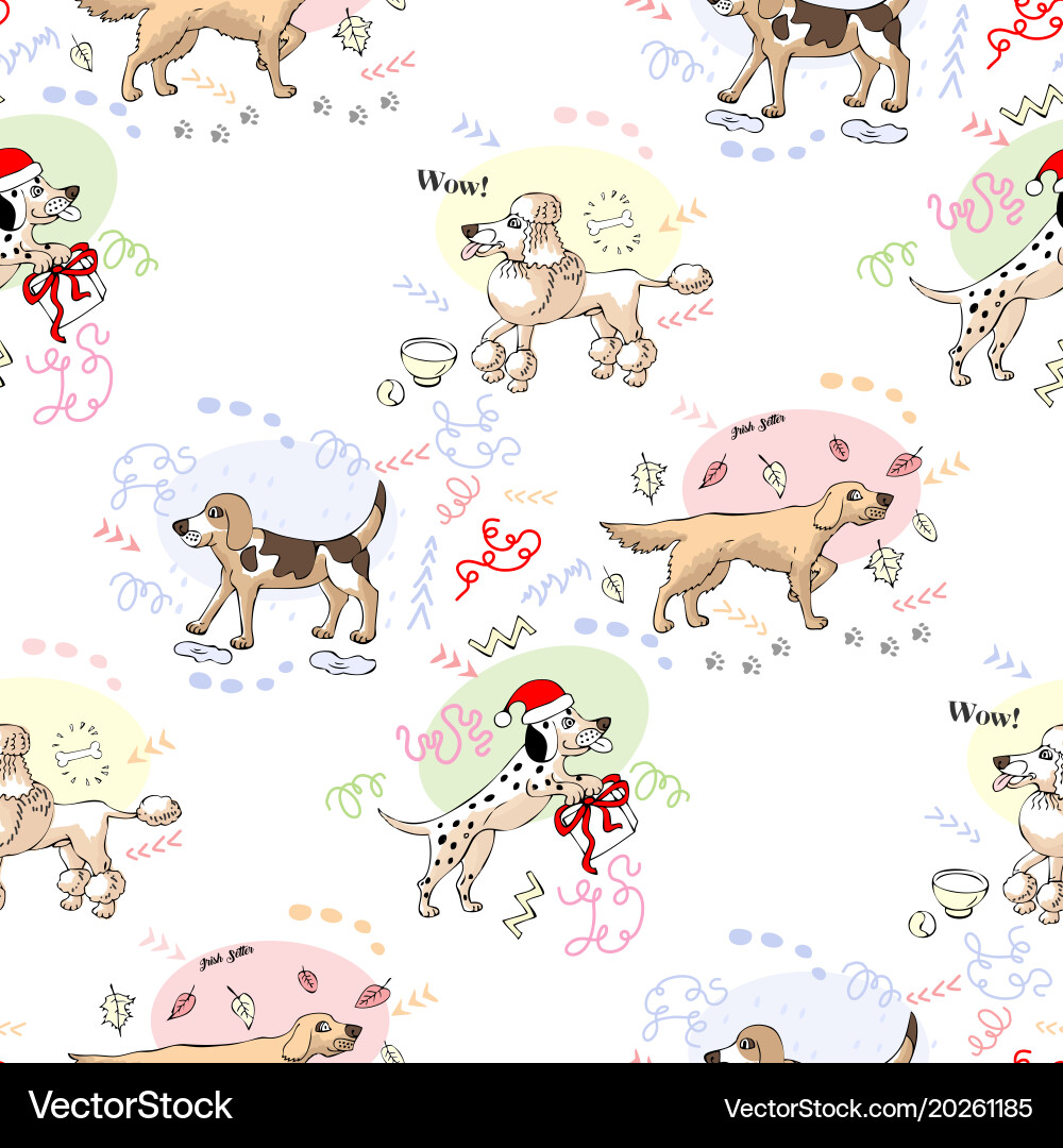 Seamless pattern with dogs Royalty Free Vector Image