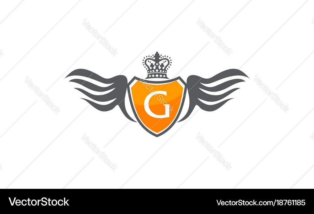 Wing shield crown initial g Royalty Free Vector Image