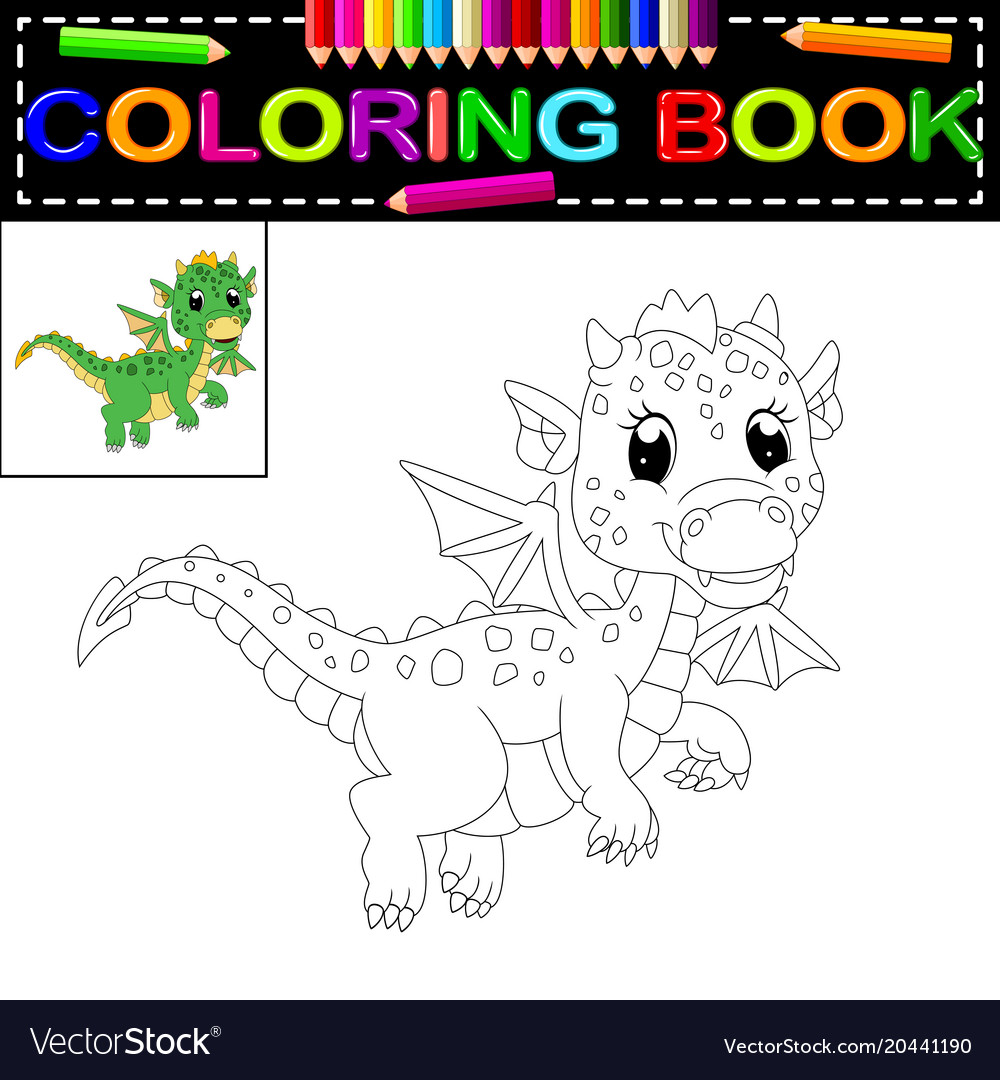 Dragon coloring book Royalty Free Vector Image