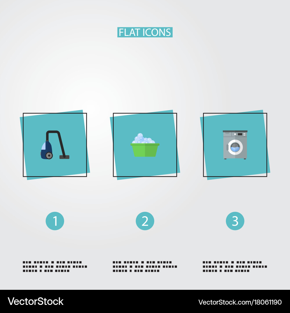 Flat Icons Sweeper Laundry Laundromat And Other Vector Image