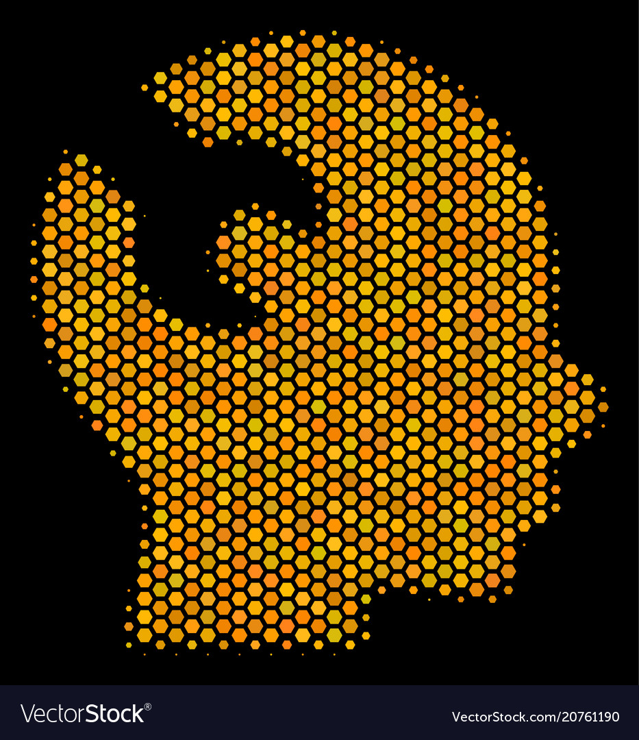 Hexagon halftone brain wrench tool icon Royalty Free Vector