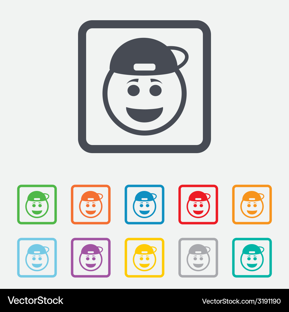 Smile rapper face icon smiley symbol Royalty Free Vector